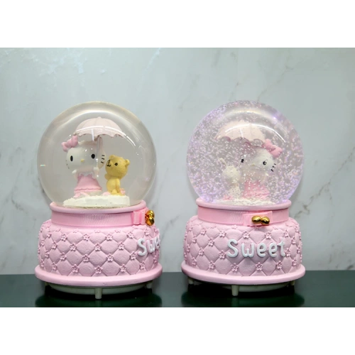 Hello Kitty Вращающийся, фонтанирующий, светящийся, музыкальный снежный шар большого размера Модель 1