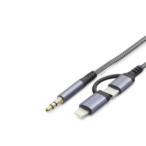 Hibrit Ses Kablosu Type-c Ve Lightning 3.5 Mm - Siyah