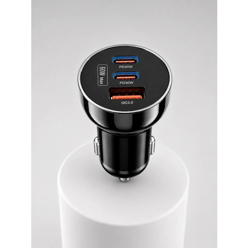 Hızlı Şarj Adaptörü 60w Çift Usb-c Ve Usb-a Araç İçi