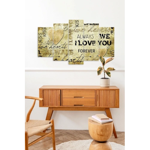 I Love You 5 Parçalı Mdf Tablo 60 x 100
