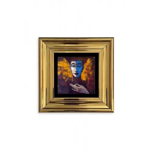 İki Ruh Hali Kadın Çerçeveli Taş Tablo 20 cm