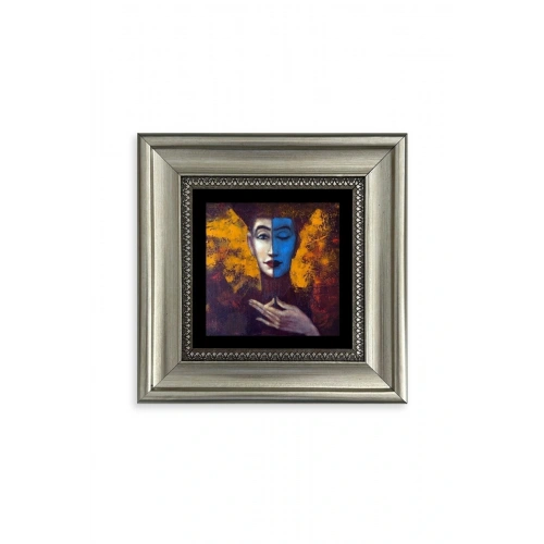 İki Ruh Hali Kadın Çerçeveli Taş Tablo 20 cm