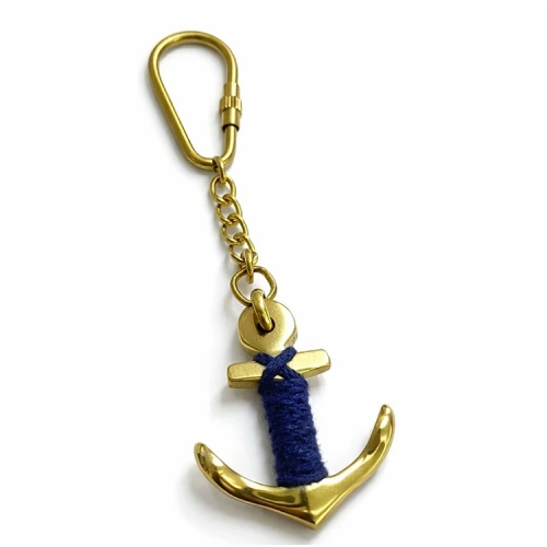 İp Detaylı Pirinç Çapa Anahtarlık