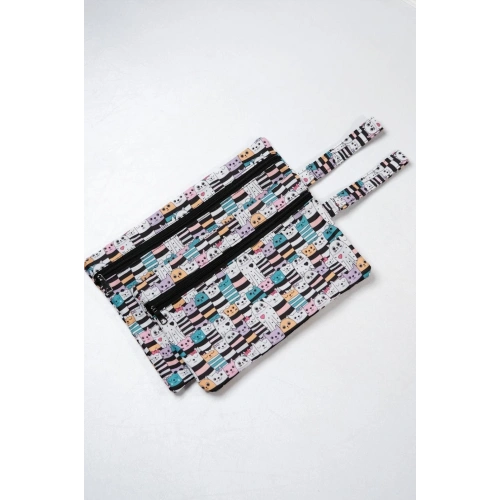 Islak/kuru Kirli Temiz Kıyafet, Mayo, Bebek Çamaşır Çantası - Sıvı Geçirmez Kedili