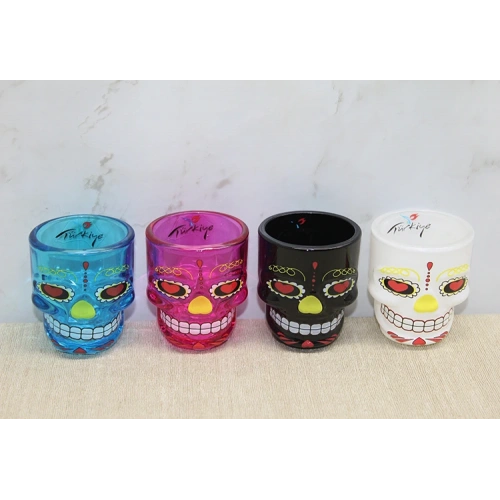 Стакан для шотов с изображением черепа из стекла в стиле Стамбула, цветная модель 2