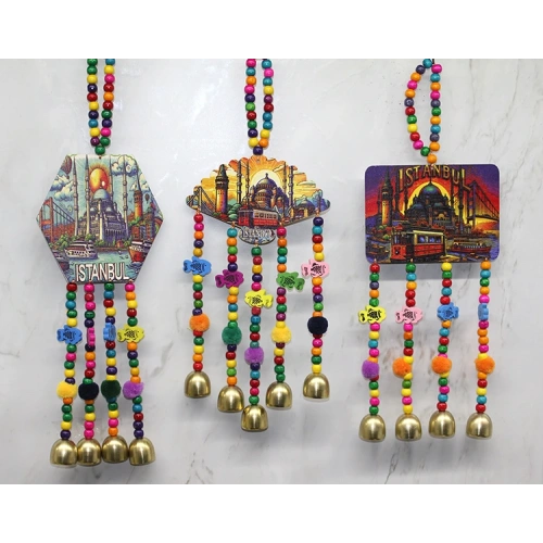 İstanbul Temalı Renkli Boncuklu Asmalı Rüzgar Çanı