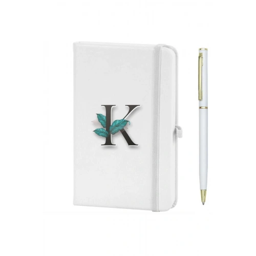 K Harfi Çiçek Baskılı Defter