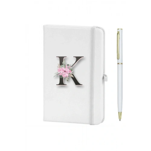 K Harfi Çiçek Desen Baskılı Defter