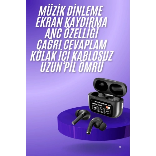 Kablosuz Bluetooth Kulaklık 2 Adet Ekranlı Sesli Görüşme