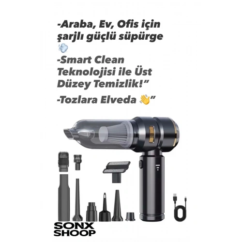 Kablosuz Şarjlı El Süpürgesi 2’si 1 Arada – Güçlü Vakum ve Üfleme Özellikli Mini Temizlik