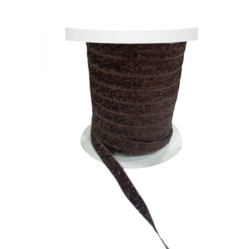 Kadife Kurdele Simli 1 Cm Kahverengi 1 Metre