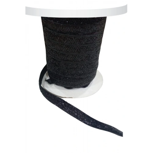 Kadife Kurdele Simli 1 Cm Siyah 5 Metre