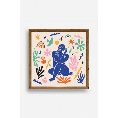 Kadın Ahşap Çerçeveli Tablo 23 x 23