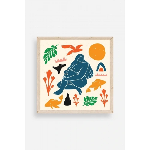 Kadın Ahşap Çerçeveli Tablo 23 x 23