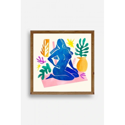 Kadın Ahşap Çerçeveli Tablo 23 x 23