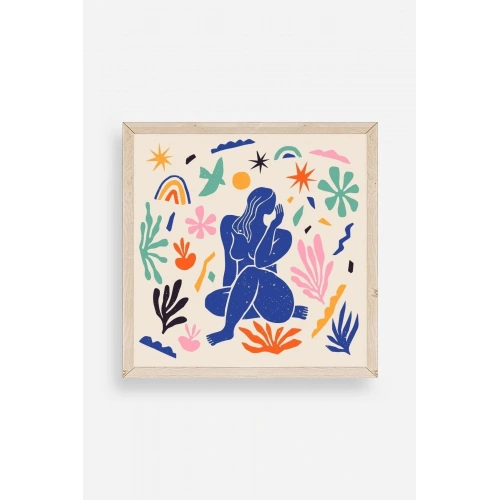 Kadın Ahşap Çerçeveli Tablo 23 x 23