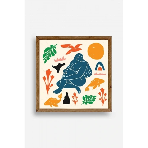 Kadın Ahşap Çerçeveli Tablo 23 x 23