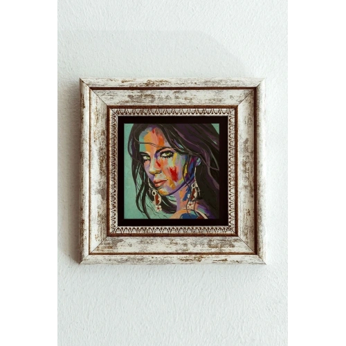 Kadın Çerçeveli Taş Tablo , Çerçeveli Taş Duvar Dekoru-enkcrcvtbl-00181 20 cm