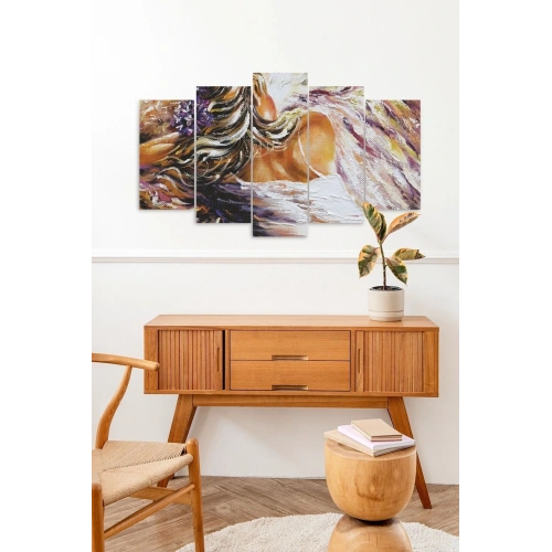 Kadın Hüzün 5 Parçalı Mdf Tablo 60 x 100