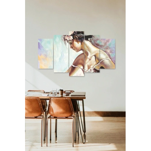 Kadın Hüzün 5 Parçalı Mdf Tablo 60 x 100