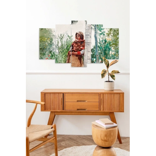 Kadın Manzarası 5 Parçalı Mdf Tablo 60 x 100