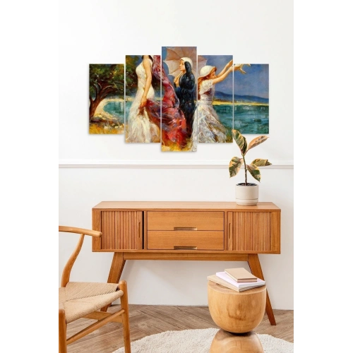 Kadın Manzarası 5 Parçalı Mdf Tablo 60 x 100