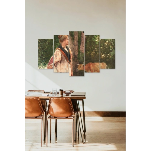 Kadın Manzarası 5 Parçalı Mdf Tablo 60 x 100