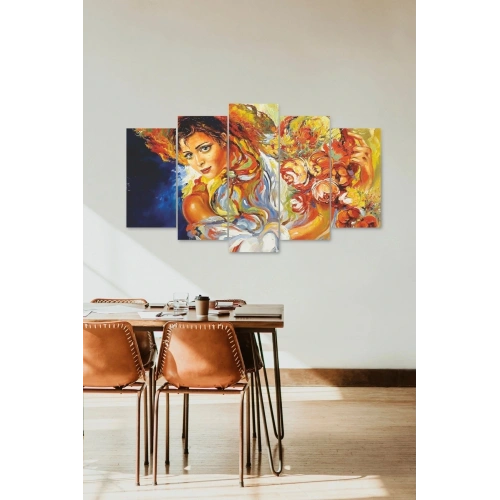 Kadın Manzarası 5 Parçalı Mdf Tablo 60 x 100