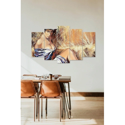 Kadın Manzarası 5 Parçalı Mdf Tablo 60 x 100