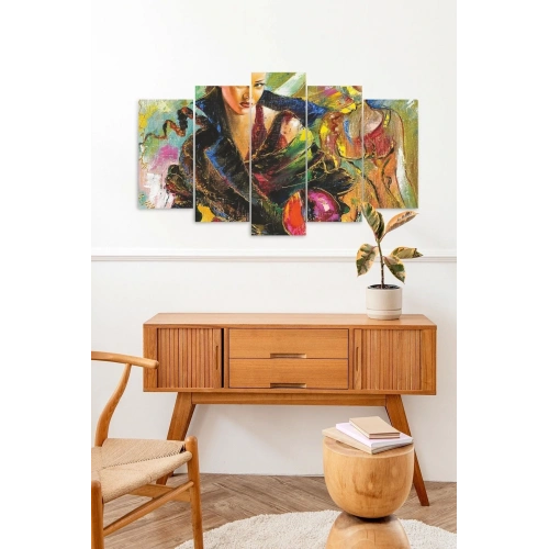 Kadın Manzarası 5 Parçalı Mdf Tablo 60 x 100