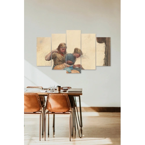Kadın Manzarası 5 Parçalı Mdf Tablo 60 x 100