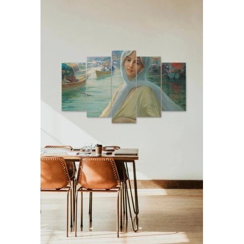 Kadın Portre 5 Parçalı Mdf Tablo 60 x 100