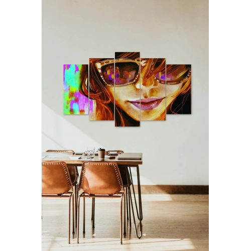 Kadın Portre 5 Parçalı Mdf Tablo 60 x 100