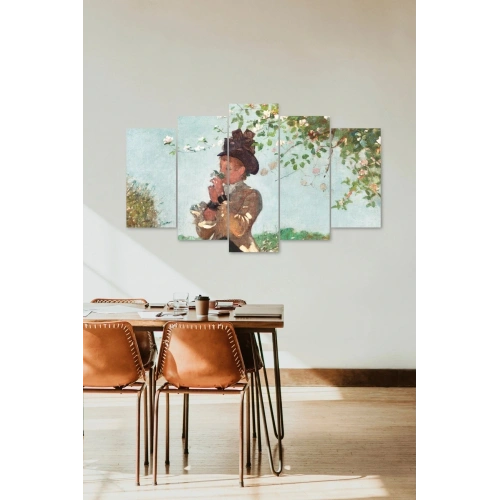 Kadın ve Çiçekler 5 Parçalı Mdf Tablo 60 x 100