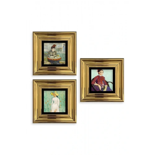 Kadınlar 3 lü Set Çerçeveli Taş Tablo 20 cm