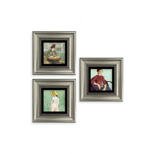 Kadınlar 3 lü Set Çerçeveli Taş Tablo 20 cm