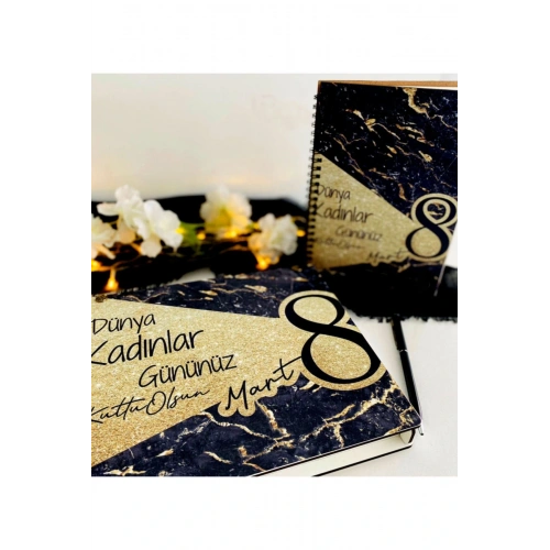 Kadınlar Günü Ahşap Kutulu Ahşap Defter Kalem Seti