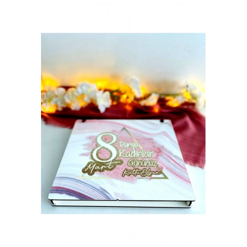 Kadınlar Günü Ahşap Kutulu Ahşap Defter Kalem Seti - Pmbe2