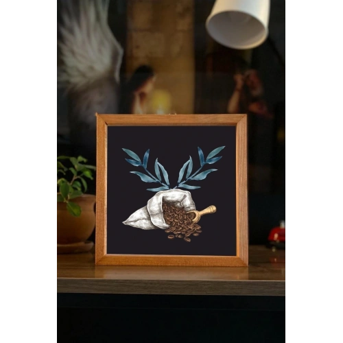 Kahve Köşesi Filtre Kahve Ahşap Çerçeve 23 x 23