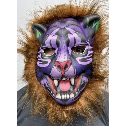 Kahverengi Saçlı Dişli Kurt Maskesi Mega Peluş 16 No