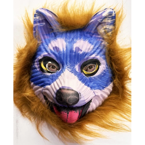 Brown Hair Blue Face Cute Dog Mask 30 No (5365)