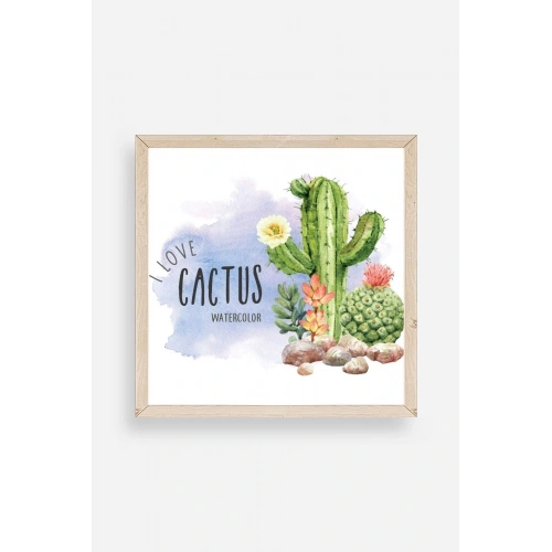 Kaktüs Ahşap Çerçeveli Tablo 42 x 42