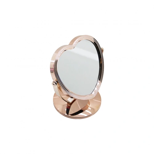 KALP MODEL 7 İNÇ= ÇAP:17.5CM MAKYAJ AYNASI ÇİFT TARAFLI BRONZ - GÜMÜŞ PLS.ÇERÇEVE SABİT AYAK (5365)