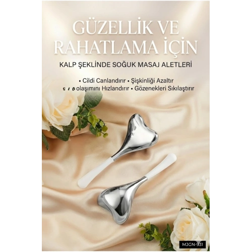 Kalp Şeklinde Soğuk Yüz Masaj Aleti - Cilt Sıkılaştırıcı ve Şişkinlik Giderici Cryo Sticks