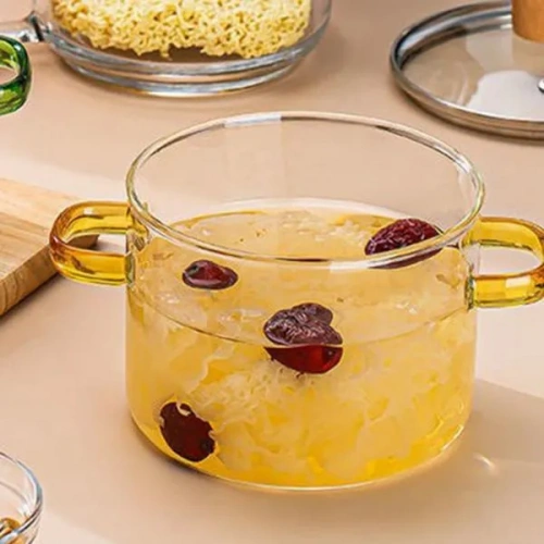 Lidded Borosilicate Glass Saucepan Set