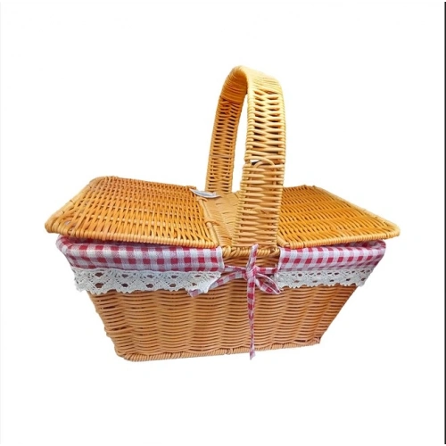 Wicker Picnic Basket with Lid