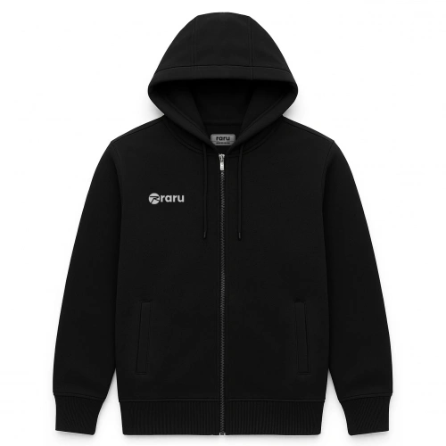 Kapüşonlu Tam Fermuarlı Sweatshirt SİYAH