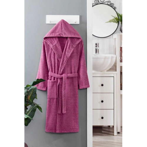 Hooded Unisex Bathrobe 100% Soft Cotton Purple