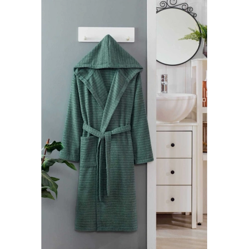 Hooded Unisex Bathrobe 100% Soft Cotton Green