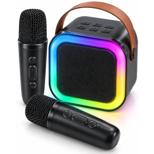Karaoke Hoparlör Seti Çift Mikrofon Bluetooth 5.3 Led Işıklı